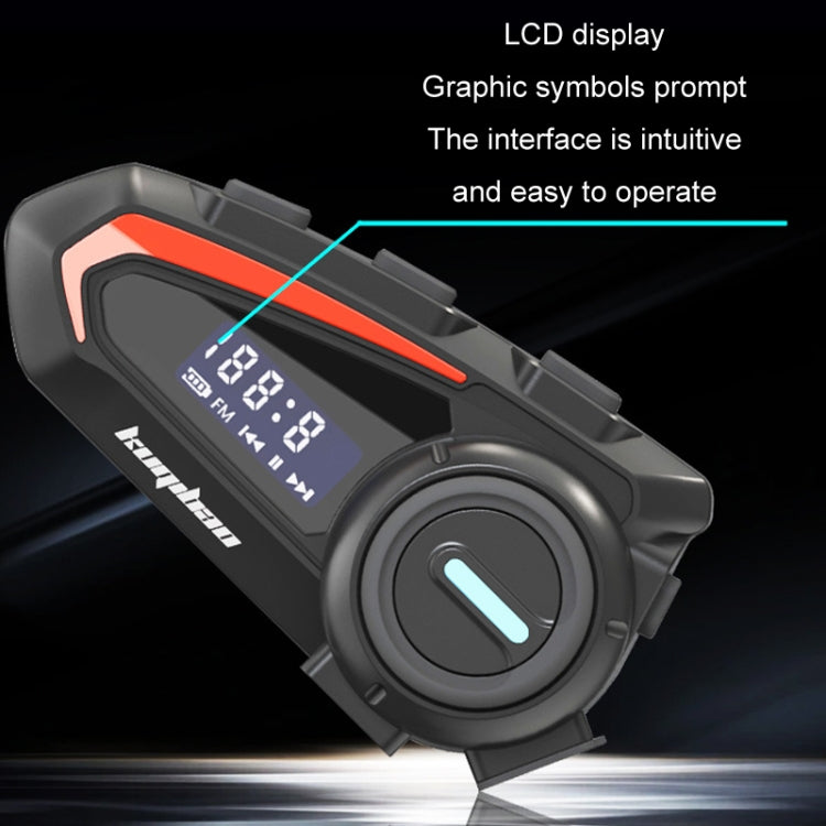 KUQIBAO Motorcycle Helmet Water-resistant Bluetooth-compatible Headset With Screen(Hard Microphone)