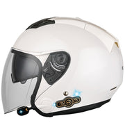 KUQIBAO Motorcycle Smart Bluetooth Sun Protection Double Lens Safety Helmet, Size: M(White)