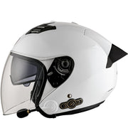 KUQIBAO Motorcycle Smart Bluetooth Sun Protection Double Lens Safety Helmet, Size: M(White+Black Tail)