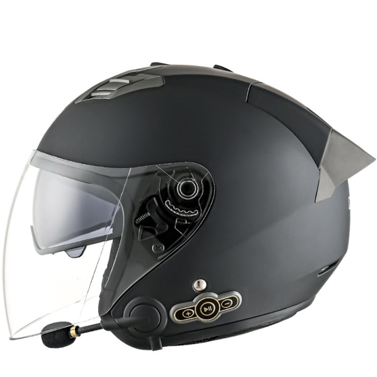 KUQIBAO Motorcycle Smart Bluetooth Sun Protection Double Lens Safety Helmet, Size: M(Matte Black+Gray Tail)