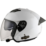 KUQIBAO Motorcycle Smart Bluetooth Sun Protection Double Lens Safety Helmet, Size: M(White+Gray Tail)