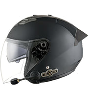 KUQIBAO Motorcycle Smart Bluetooth Sun Protection Double Lens Safety Helmet, Size: L(Matte Black+Black Tail)