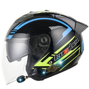 KUQIBAO Motorcycle Smart Bluetooth Sun Protection Double Lens Safety Helmet, Size: XL(Bright Black Phantom Fiber+Black Tail)