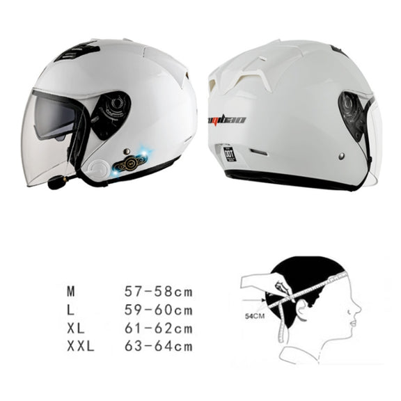 KUQIBAO Motorcycle Smart Bluetooth Sun Protection Double Lens Safety Helmet, Size: L(White)
