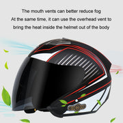 KUQIBAO Motorcycle Smart Bluetooth Sun Protection Double Lens Safety Helmet, Size: L(Bright Black Phantom Fiber+Gray Tail)