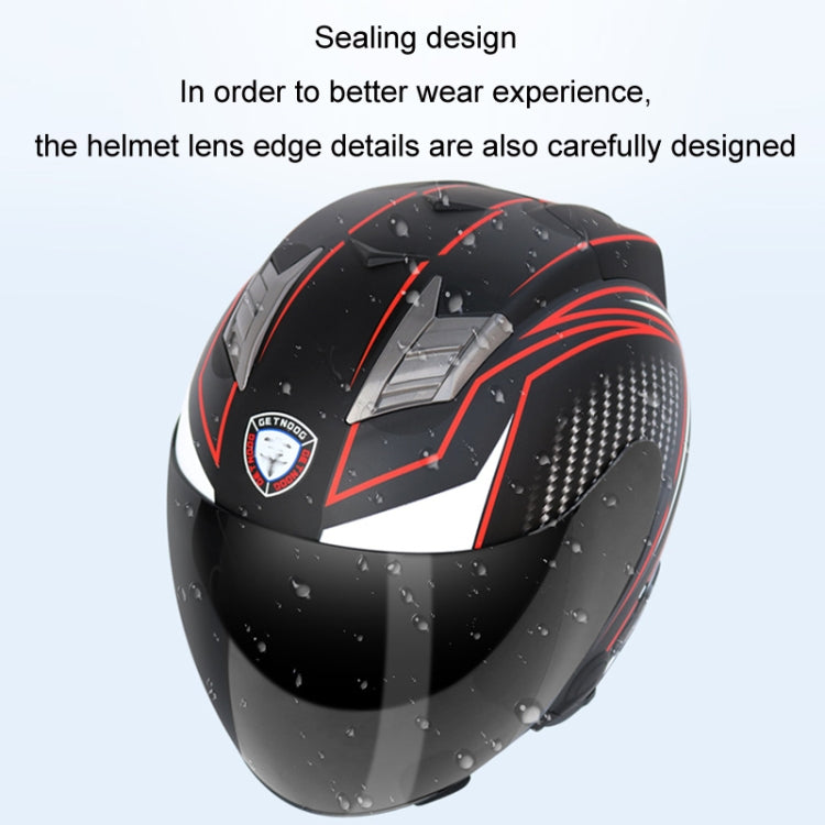 KUQIBAO Motorcycle Smart Bluetooth Sun Protection Double Lens Safety Helmet, Size: XL(White+Gray Tail)