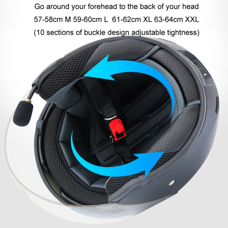 KUQIBAO Motorcycle Smart Bluetooth Sun Protection Double Lens Safety Helmet, Size: M(White+Black Tail)