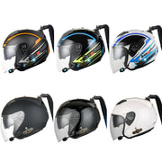 KUQIBAO Motorcycle Bluetooth Headset Double Lens Helmet With Braid, Size: XL(Fruits Black Phantom Fiber)