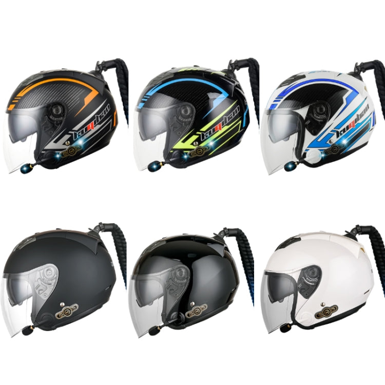 KUQIBAO Motorcycle Bluetooth Headset Double Lens Helmet With Braid, Size: XL(Fruits Black Phantom Fiber)