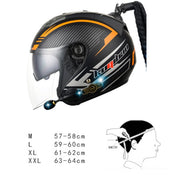 KUQIBAO Motorcycle Bluetooth Headset Double Lens Helmet With Braid, Size: XL(Bright Black Phantom Fiber)