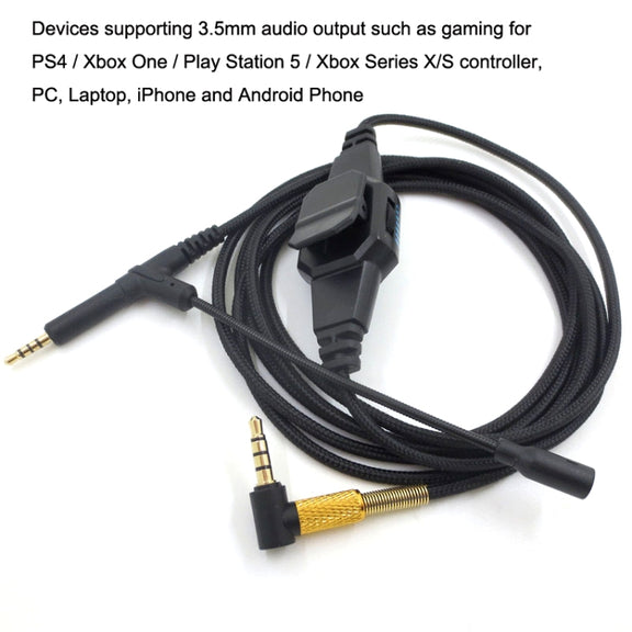 2m For BOSE 700 / QC25 / QC35 / OE2 3.5mm to 2.5mm Gaming Headset Audio Cable(Black)