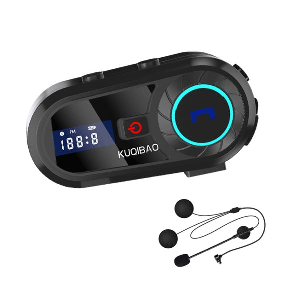 KUQIBAO Motorcycle Helmet Water-resistant Bluetooth-compatible Headset With Screen(Hard Microphone)