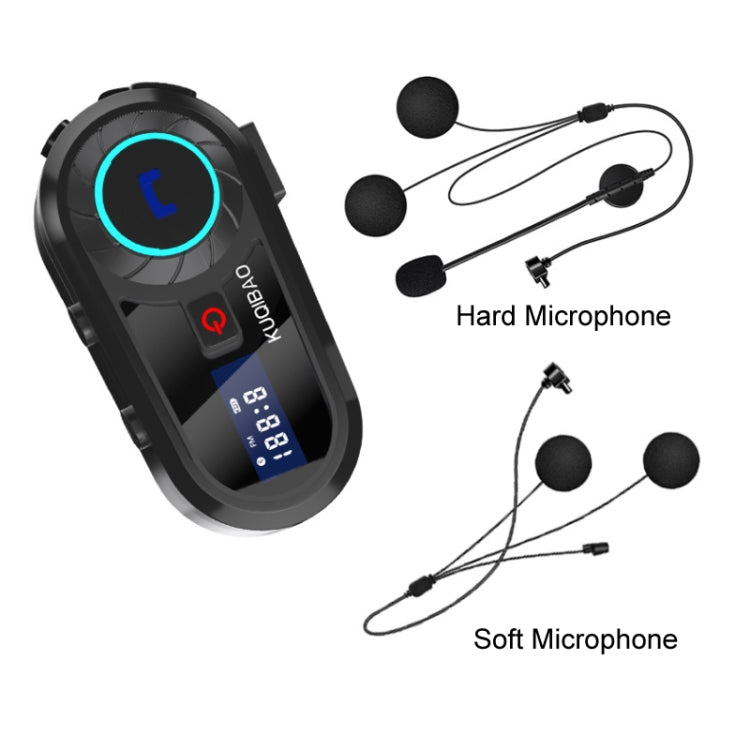KUQIBAO Motorcycle Helmet Water-resistant Bluetooth-compatible Headset With Screen(Hard Microphone)