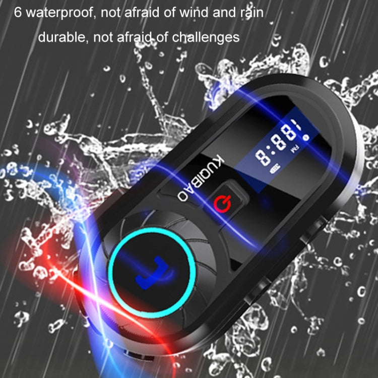 KUQIBAO Motorcycle Helmet Water-resistant Bluetooth-compatible Headset With Screen(Hard Microphone)