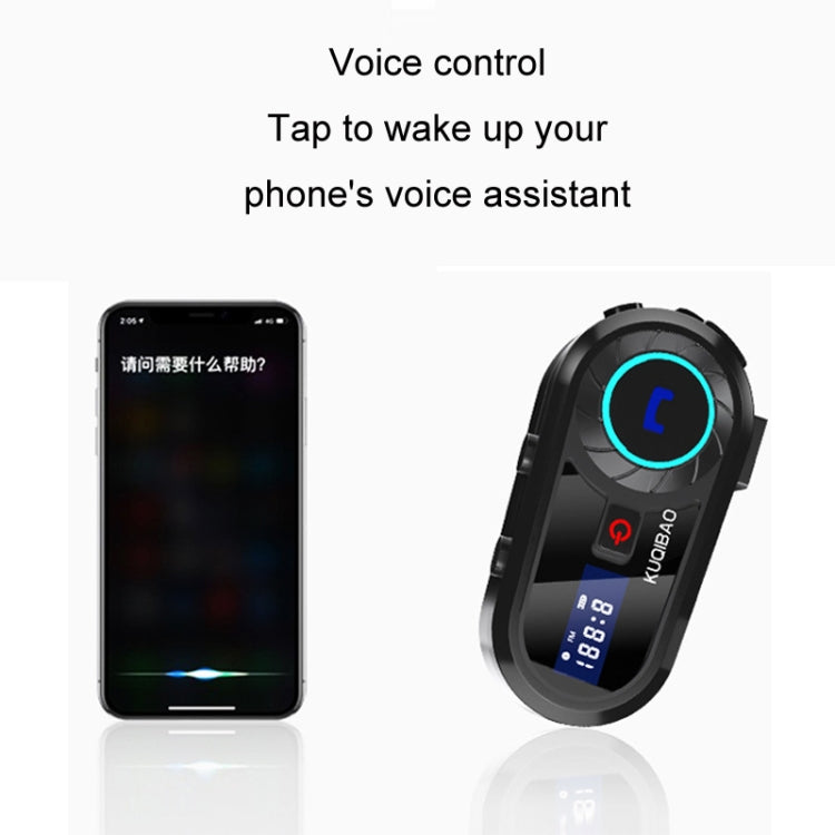 KUQIBAO Motorcycle Helmet Water-resistant Bluetooth-compatible Headset With Screen(Hard Microphone)