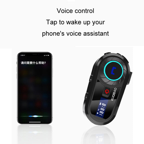 KUQIBAO Motorcycle Helmet Water-resistant Bluetooth-compatible Headset With Screen(Hard Microphone)