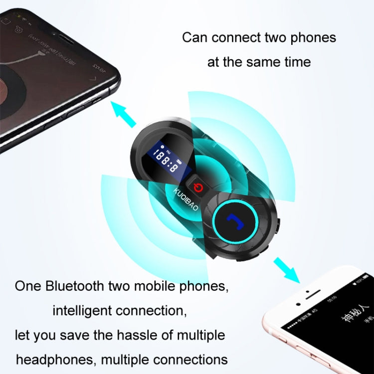 KUQIBAO Motorcycle Helmet Water-resistant Bluetooth-compatible Headset With Screen(Hard Microphone)