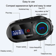 KUQIBAO Motorcycle Helmet Water-resistant Bluetooth-compatible Headset With Screen(Hard Microphone)