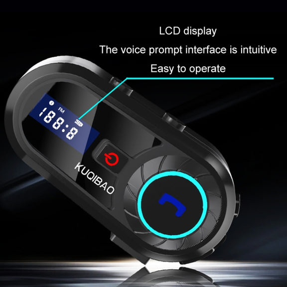 KUQIBAO Motorcycle Helmet Water-resistant Bluetooth-compatible Headset With Screen(Hard Microphone)