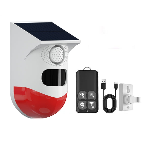 CT80R USB Upgrade Model Infrared Motion Detector Solar Outdoor PIR Wireless Strobe Siren Detector Sound Alarm