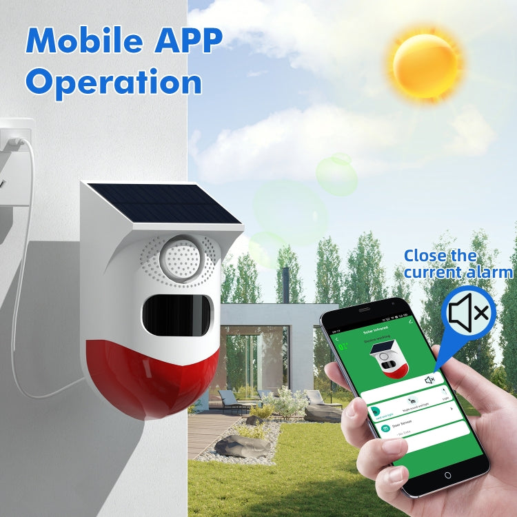 CT80R USB Upgrade Model Infrared Motion Detector Solar Outdoor PIR Wireless Strobe Siren Detector Sound Alarm