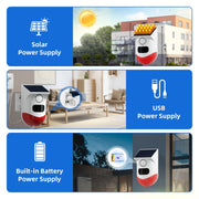 CT80R USB Upgrade Model Infrared Motion Detector Solar Outdoor PIR Wireless Strobe Siren Detector Sound Alarm