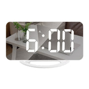 TS-8201 LED Digital Mirror Alarm Clock Big Screen Dual USB Desktop Table Clock, Color: White Shell White Light