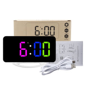 TS-8201 LED Digital Mirror Alarm Clock Big Screen Dual USB Desktop Table Clock, Color: Black Shell White Light