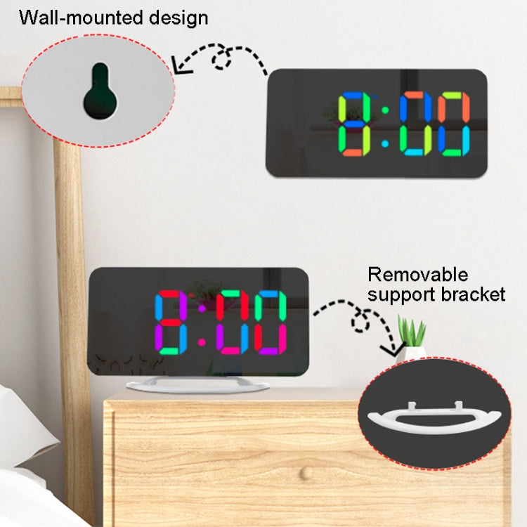 TS-8201 LED Digital Mirror Alarm Clock Big Screen Dual USB Desktop Table Clock, Color: Black Shell White Light