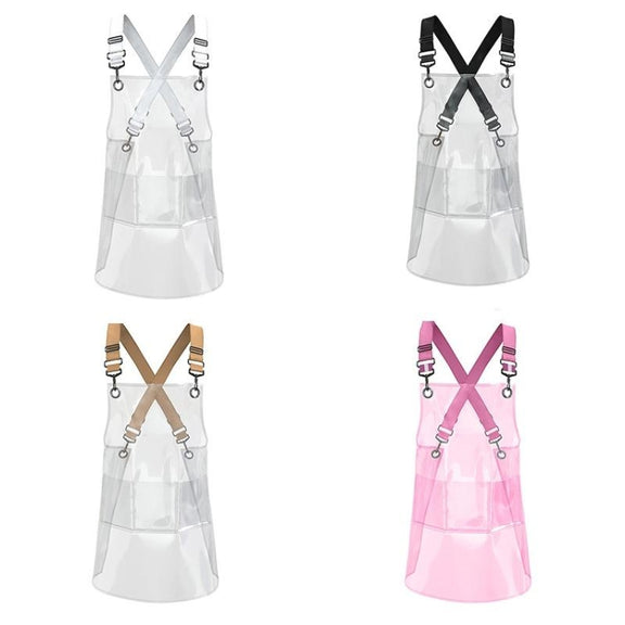 50 Silk Short 60cm Transparent TPU Apron Solid Color Webbing Adjustable Work Apron(Transparent + Black Webbing)