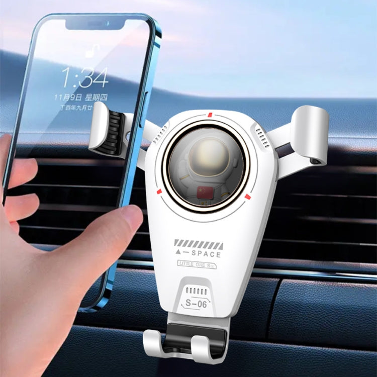S-06 Car Air Outlet Gravity Holder Retractable Rotating Mobile Phone Bracket(White)
