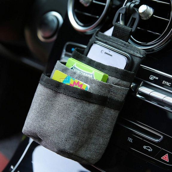 Vehicle Air Outlet Storage Bag Multi-function Document Change Storage Bag(Black)
