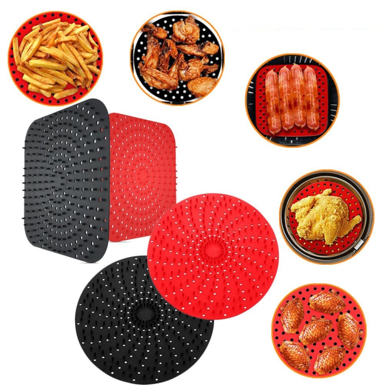 Air Fryer Reusable Silicone Liner Mat Non-Stick Steamer Pad Kitchen Accessories Square Black 23cm