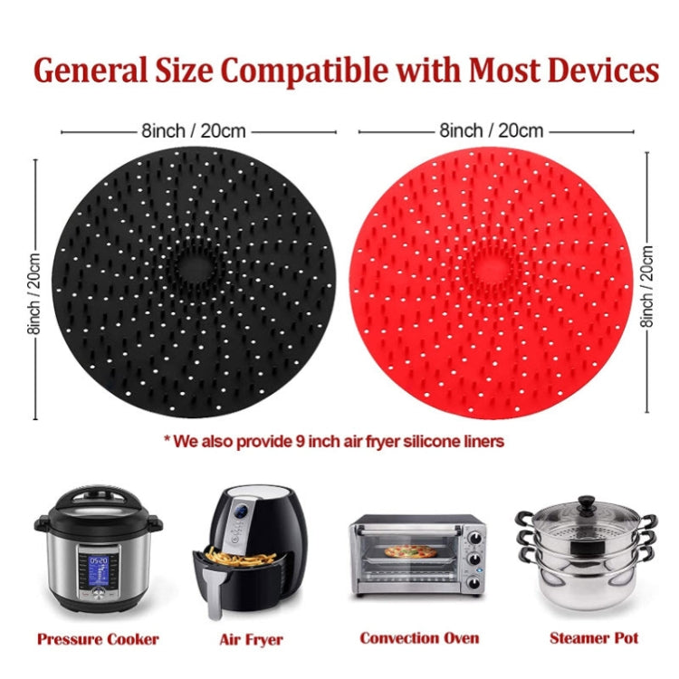 Air Fryer Reusable Silicone Liner Mat Non-Stick Steamer Pad Kitchen Accessories Square Black 23cm