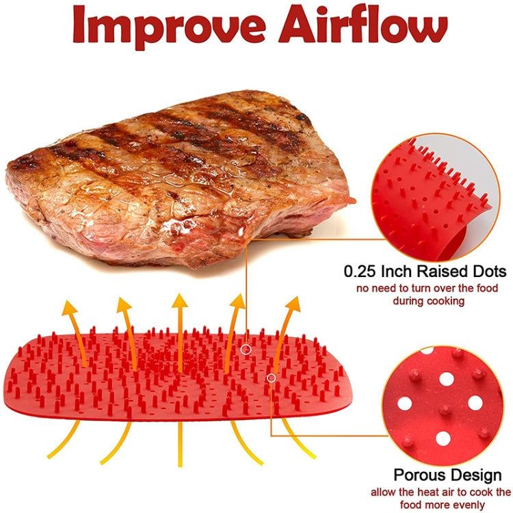 Air Fryer Reusable Silicone Liner Mat Non-Stick Steamer Pad Kitchen Accessories Square Black 23cm