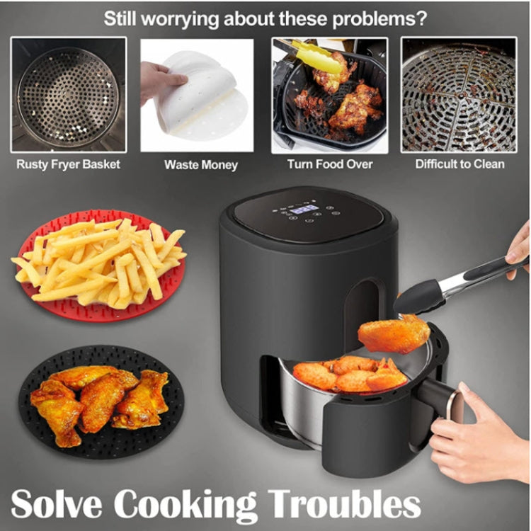 Air Fryer Reusable Silicone Liner Mat Non-Stick Steamer Pad Kitchen Accessories Square Black 23cm