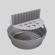 Round 2 Layer Air Fryer Silicone Basket Reusable Foldabl Air Fryer Mold Liner Tray(Gray)