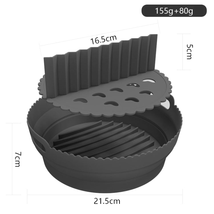 Round 2 Layer Air Fryer Silicone Basket Reusable Foldabl Air Fryer Mold Liner Tray(Gray)