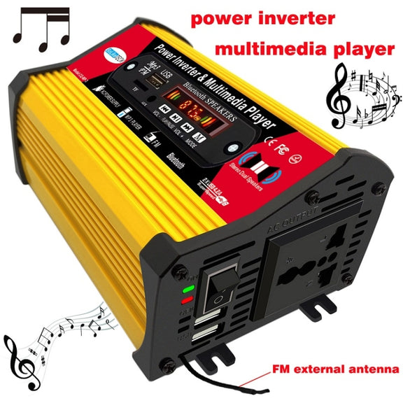 SOLIKE TECH 300W Modified Sine Wave Inverter with Bluetooth MP3/FM Multimedia Player 12V to 220V