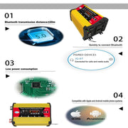 SOLIKE TECH 300W Modified Sine Wave Inverter with Bluetooth MP3/FM Multimedia Player 12V to 220V