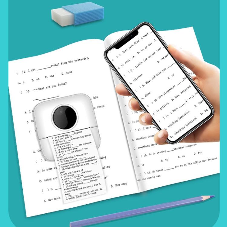 Mini Student Wrong Question Bluetooth Thermal Printer With 5 Rolls White Paper(Yellow)