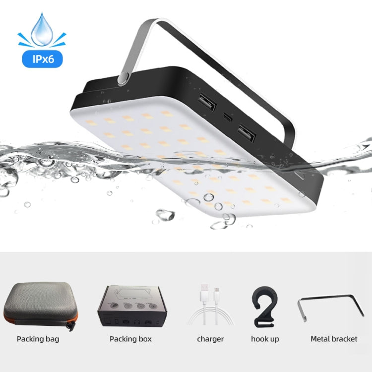 Outdoor Camping LED Light Water-resistant USB Rechargeable Lighting(Black)