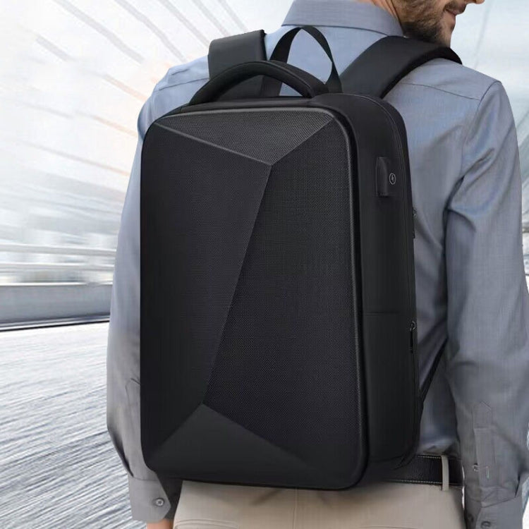EVA Hard Shell Expandable Laptop Backpack with USB Port Multifunctional Business Travel Backpack(Black)