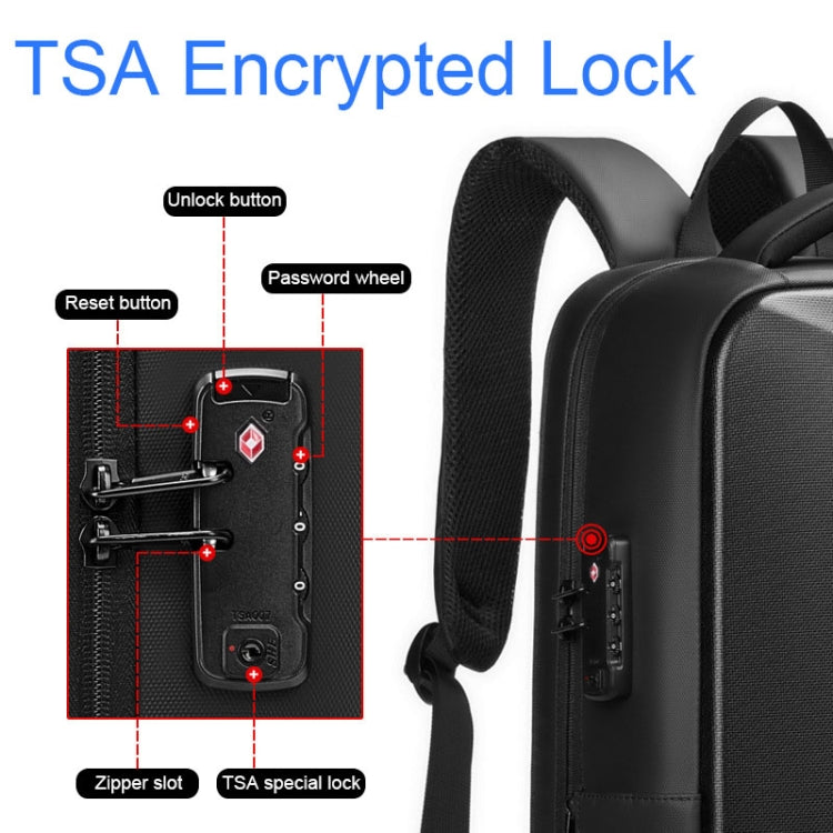 EVA Hard Shell Expandable Laptop Backpack with USB Port Multifunctional Business Travel Backpack(Black)