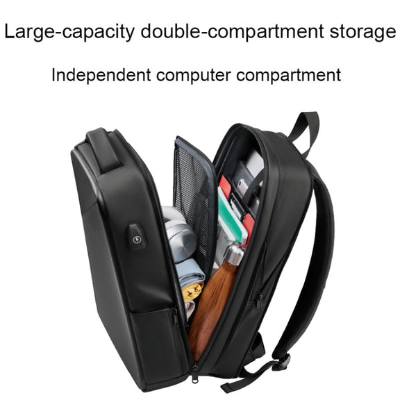 EVA Hard Shell Expandable Laptop Backpack with USB Port Multifunctional Business Travel Backpack(Black)