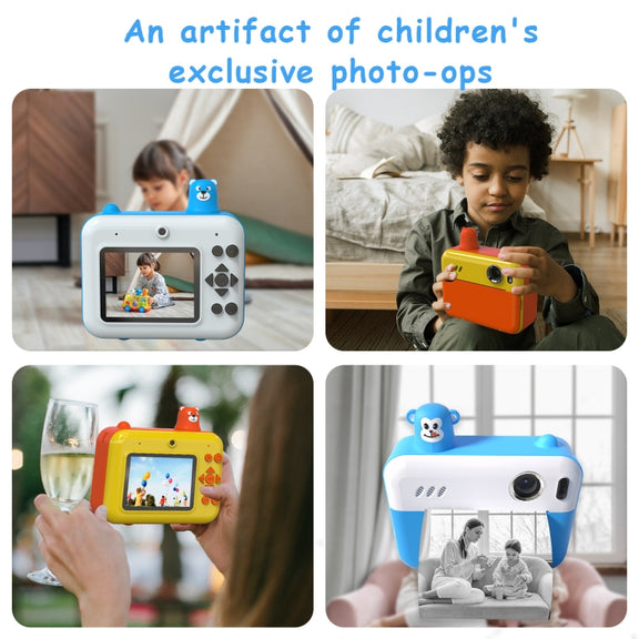 IPS 2.36 inch LED HD Display 1080P Childrens Camera Thermal Printing Instant Camera(Yellow)