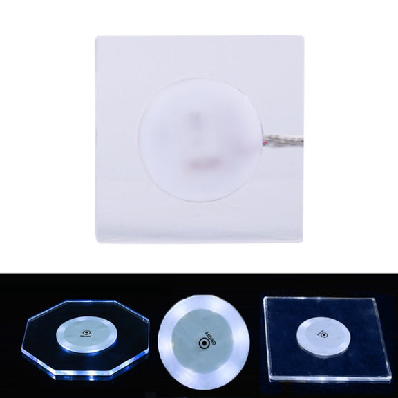 100x10mm Square USB Charging LED Light Up Acrylic Coaster Transparent Crystal Base(White Light)
