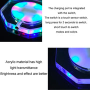 100x10mm Square USB Charging LED Light Up Acrylic Coaster Transparent Crystal Base(White Light)