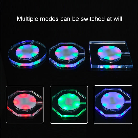 100x10mm Square USB Charging LED Light Up Acrylic Coaster Transparent Crystal Base(White Light)