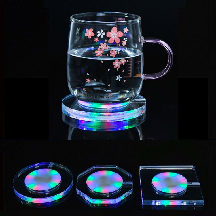 100x10mm Square USB Charging LED Light Up Acrylic Coaster Transparent Crystal Base(White Light)